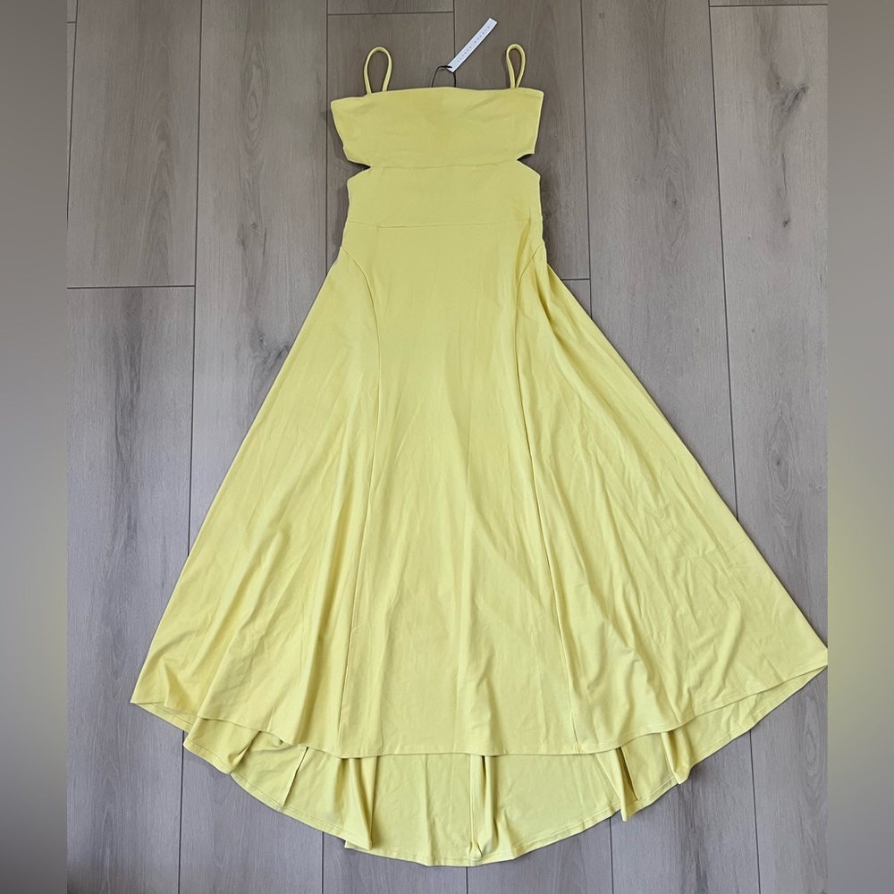NWT Susana Monaco thin strap open back highlow dress lemon zest size large
